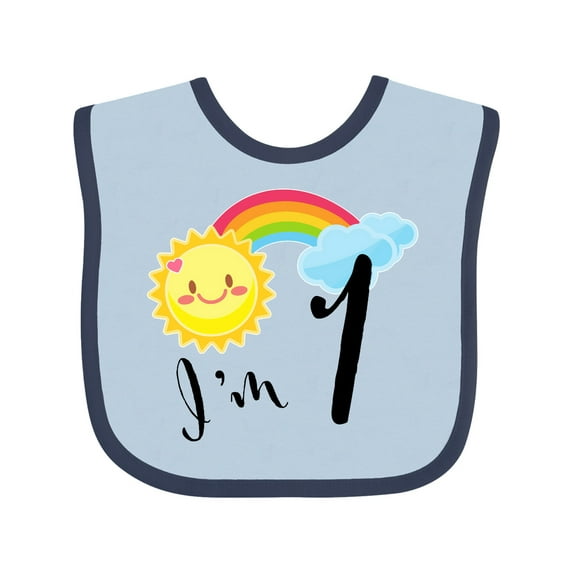 Inktastic I'm 1- First Birthday Sun Rainbow Boys or Girls Baby Bib