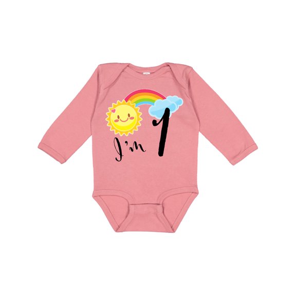 Inktastic I'm 1- First Birthday Sun Rainbow Boys or Girls Long Sleeve Baby Bodysuit