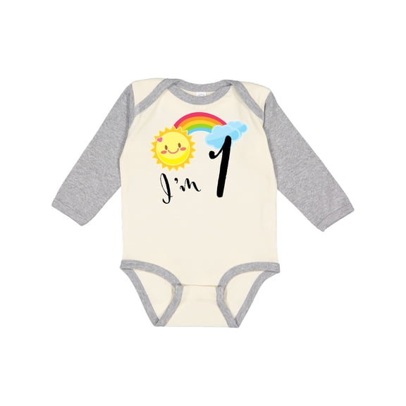 Inktastic I'm 1- First Birthday Sun Rainbow Boys or Girls Long Sleeve Baby Bodysuit