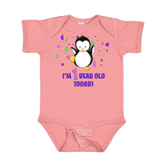 Inktastic I'm 1 Year Old Today-first Birthday Baby Penguin Boys or Girls Baby Bodysuit
