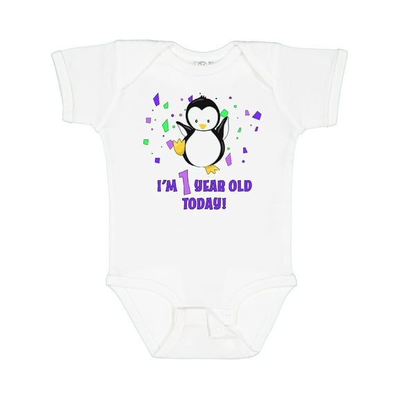 Inktastic I'm 1 Year Old Today-first Birthday Baby Penguin Boys or Girls Baby Bodysuit