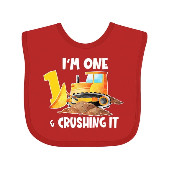 Inktastic I'm 1 and Crushing It Construction 1st Birthday Boys or Girls Baby Bib