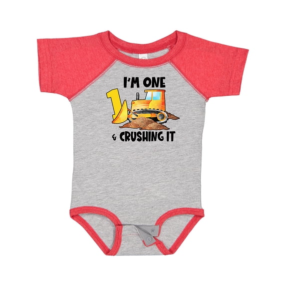 Inktastic I'm 1 and Crushing It Construction 1st Birthday Boys or Girls Baby Bodysuit