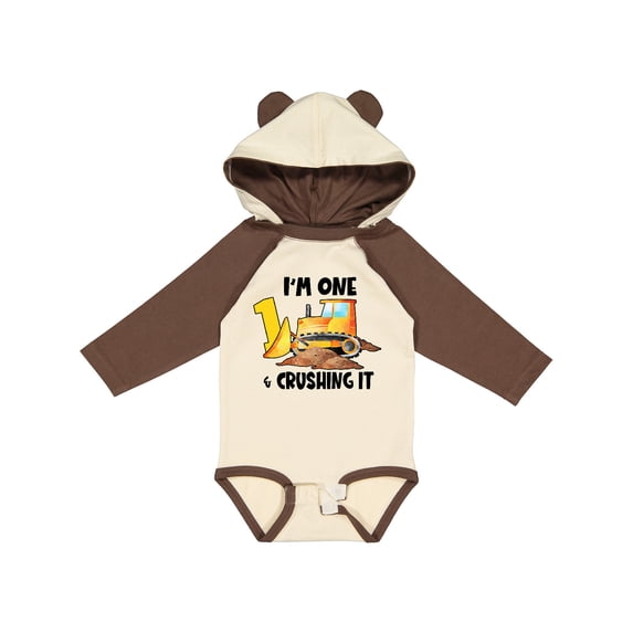 Inktastic I'm 1 and Crushing It Construction 1st Birthday Boys or Girls Long Sleeve Baby Bodysuit