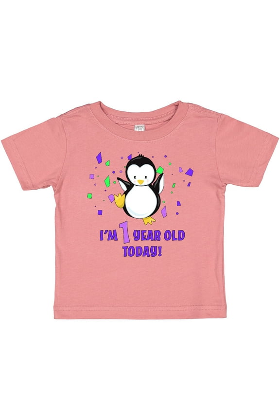 I'm 1 year old today-First Birthday Baby Penguin Boys or Girls Baby T-Shirt