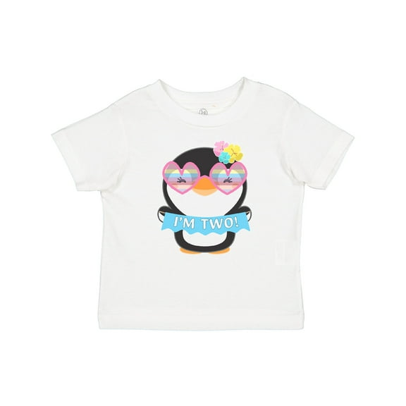 Inktastic I'm 2 Cute Penguin with Sunglasses and Flowers Boys or Girls Baby T-Shirt