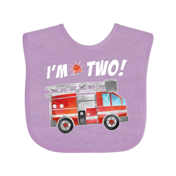Inktastic I'm 2 Fire Truck 2nd Birthday Boys or Girls Baby Bib