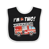 Inktastic I'm 2 Fire Truck 2nd Birthday Boys or Girls Baby Bib