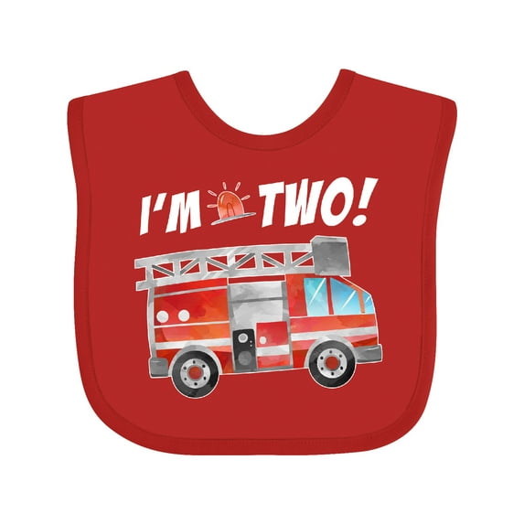 Inktastic I'm 2 Fire Truck 2nd Birthday Boys or Girls Baby Bib