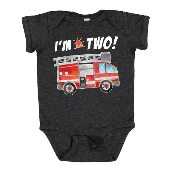 Inktastic I'm 2 Fire Truck 2nd Birthday Boys or Girls Baby Bodysuit