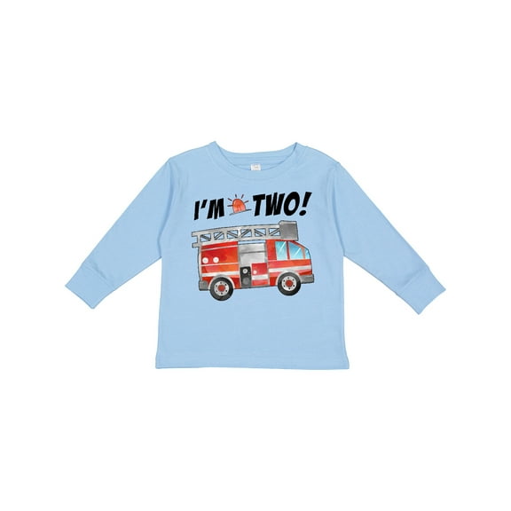 Inktastic I'm 2 Fire Truck 2nd Birthday Boys or Girls Long Sleeve Toddler T-Shirt