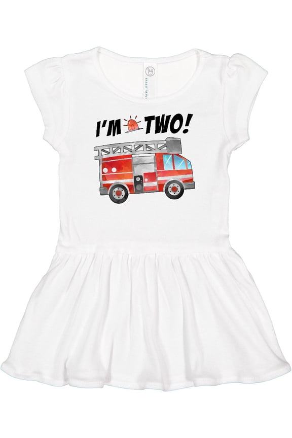I'm 2 Fire Truck 2nd Birthday Girls Baby Dress