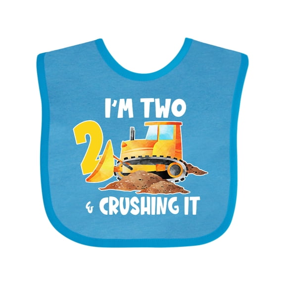 Inktastic I'm 2 and Crushing It Construction 2nd Birthday Boys or Girls Baby Bib