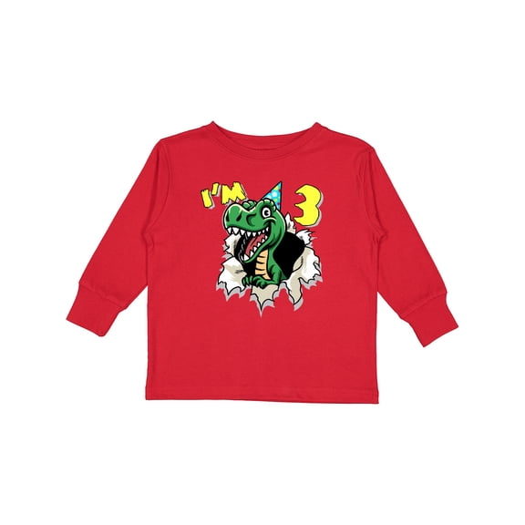 Inktastic I'm 3 Dinosaur Boys or Girls Long Sleeve Toddler T-Shirt