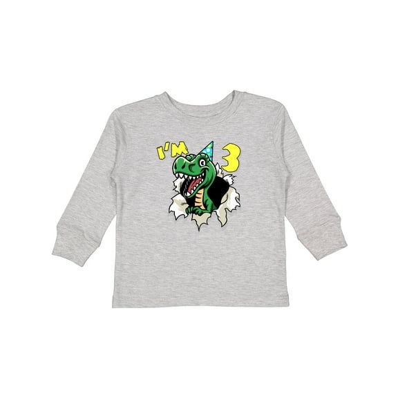 Inktastic I'm 3 Dinosaur Boys or Girls Long Sleeve Toddler T-Shirt