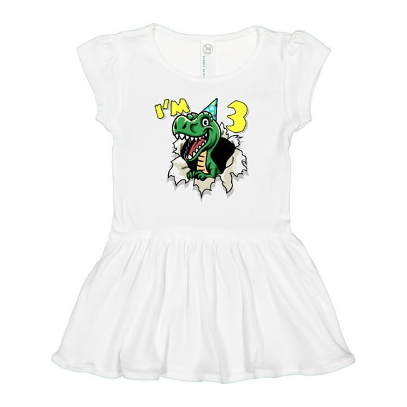Inktastic I'm 3 Dinosaur Girls Toddler Dress