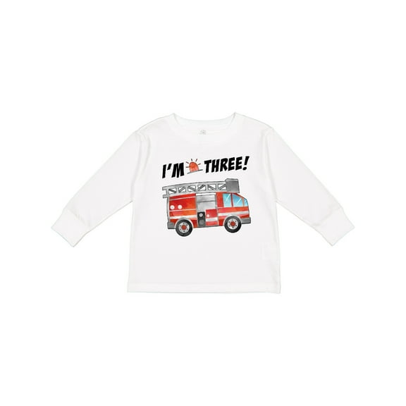 Inktastic I'm 3 Fire Truck 3rd Birthday Boys or Girls Long Sleeve Toddler T-Shirt