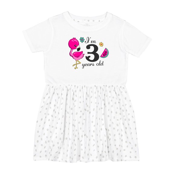 Inktastic I'm 3 Years Old with Flamingo and Flowers Girls Toddler Dress