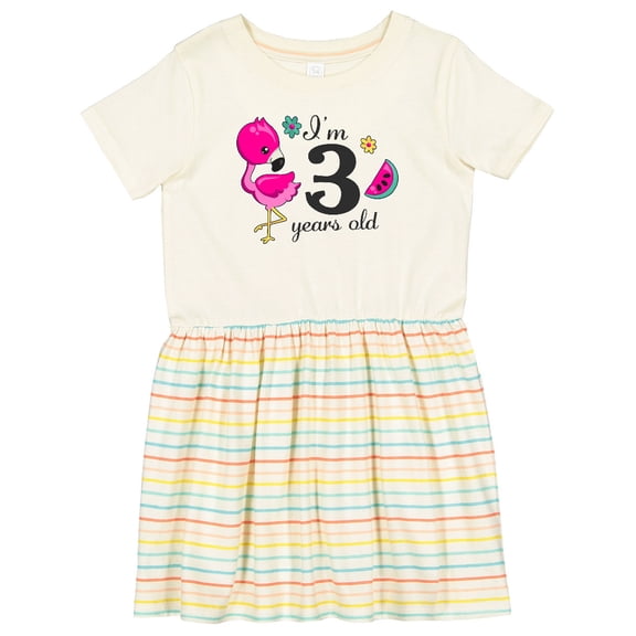 Inktastic I'm 3 Years Old with Flamingo and Flowers Girls Toddler Dress