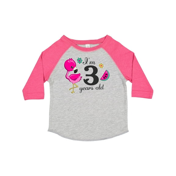 Inktastic I'm 3 Years Old with Flamingo and Flowers Girls Toddler T-Shirt