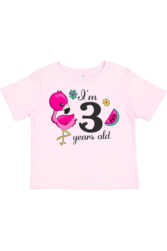 I'm 3 Years Old with Flamingo and Flowers Girls Toddler T-Shirt