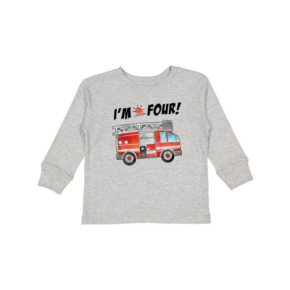 Inktastic I'm 4 Fire Truck 4th Birthday Boys or Girls Long Sleeve Toddler T-Shirt