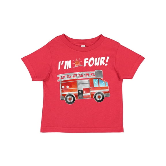 Inktastic I'm 4 Fire Truck 4th Birthday Boys or Girls Toddler T-Shirt