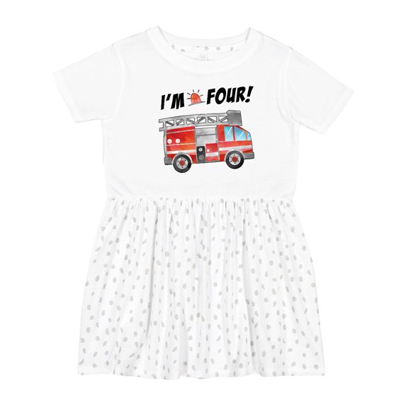 Inktastic I'm 4 Fire Truck 4th Birthday Girls Toddler Dress
