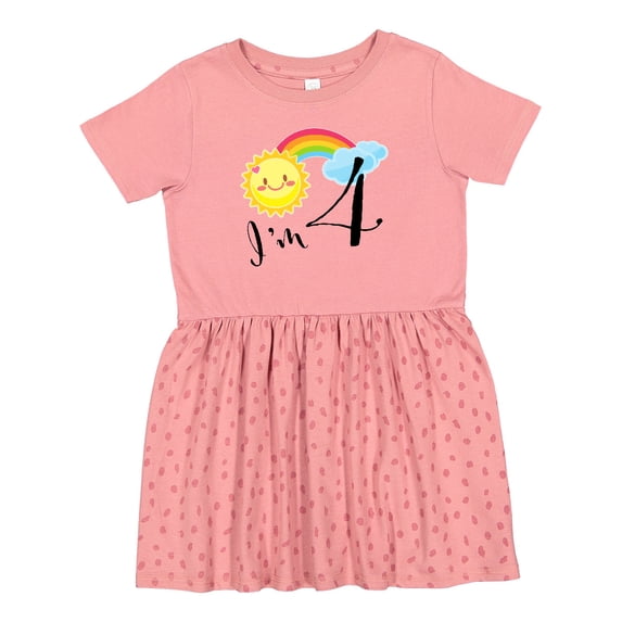 Inktastic I'm 4- Fourth Birthday Sun Rainbow Girls Toddler Dress