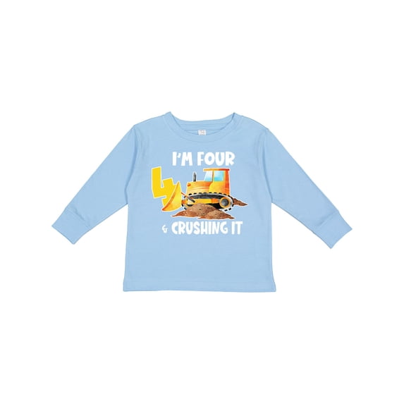 Inktastic I'm 4 and Crushing It Construction 4th Birthday Boys or Girls Long Sleeve Toddler T-Shirt