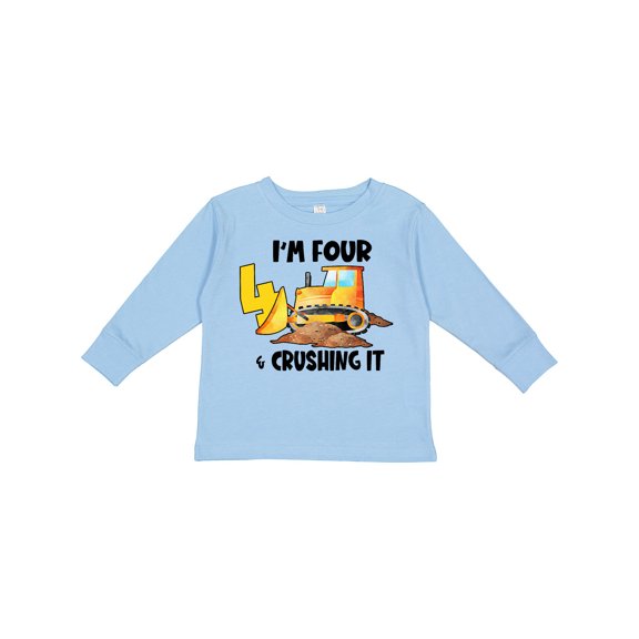 Inktastic I'm 4 and Crushing It Construction 4th Birthday Boys or Girls Long Sleeve Toddler T-Shirt