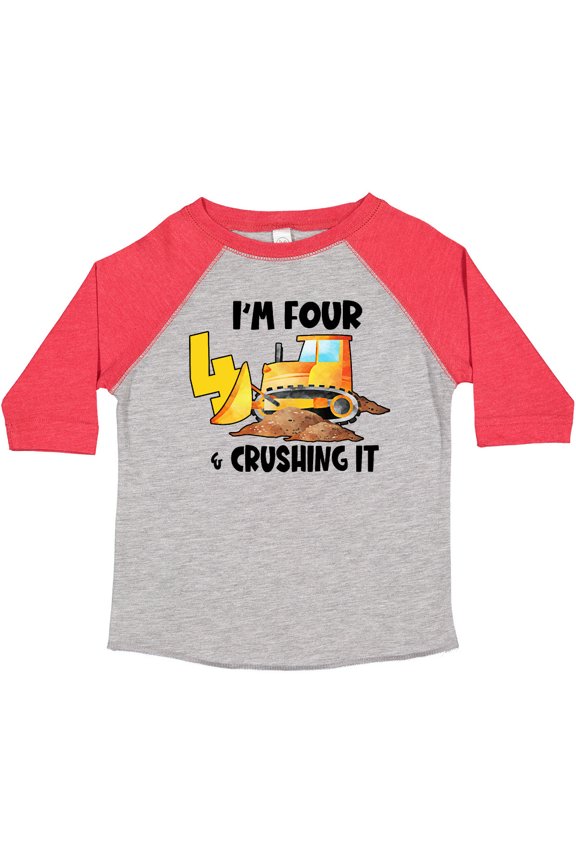 I'm 4 and Crushing It Construction 4th Birthday Boys or Girls Toddler T-Shirt