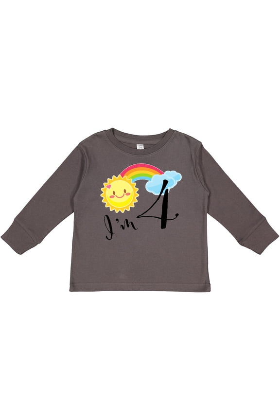 I'm 4- fourth birthday sun rainbow Boys or Girls Long Sleeve Toddler T-Shirt