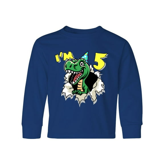 Inktastic I'm 5 Dinosaur Long Sleeve Youth T-Shirt