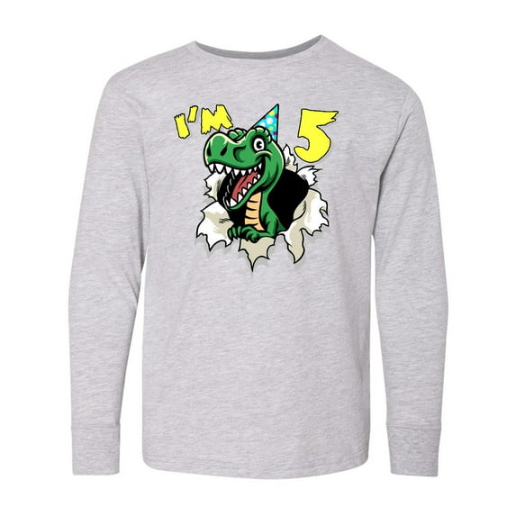 Inktastic I'm 5 Dinosaur Long Sleeve Youth T-Shirt