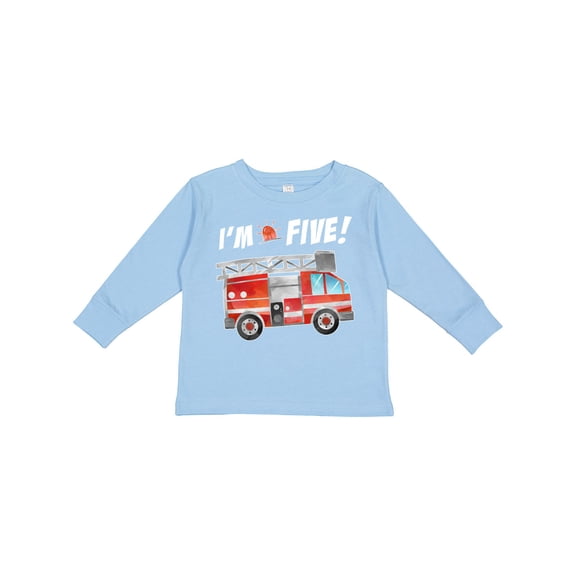 Inktastic I'm 5 Fire Truck 5th Birthday Boys or Girls Long Sleeve Toddler T-Shirt