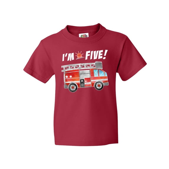 Inktastic I'm 5 Fire Truck 5th Birthday Youth T-Shirt