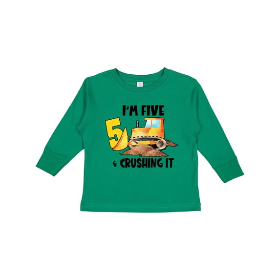 Inktastic I'm 5 and Crushing It Construction 5th Birthday Boys or Girls Long Sleeve Toddler T-Shirt
