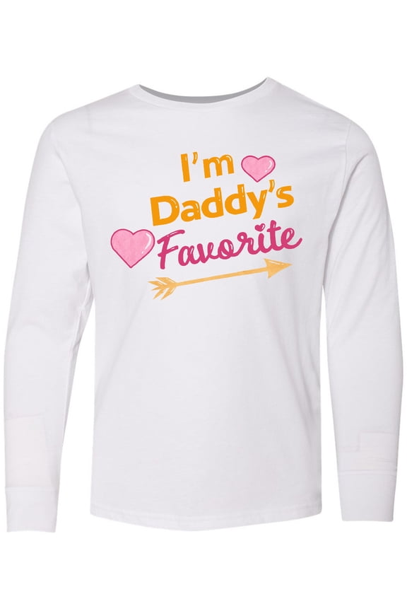 I'm Daddy's Favorite with Arrow and Hearts in Pink Long Sleeve Youth T-Shirt