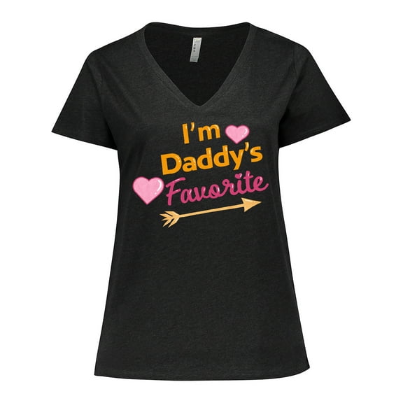 Inktastic I'm Daddy's Favorite with Arrow and Hearts in Pink Women's Plus Size V-Neck T-Shirt