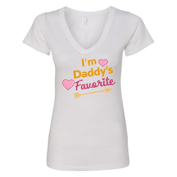 Inktastic I'm Daddy's Favorite with Arrow and Hearts in Pink Women's V-Neck T-Shirt