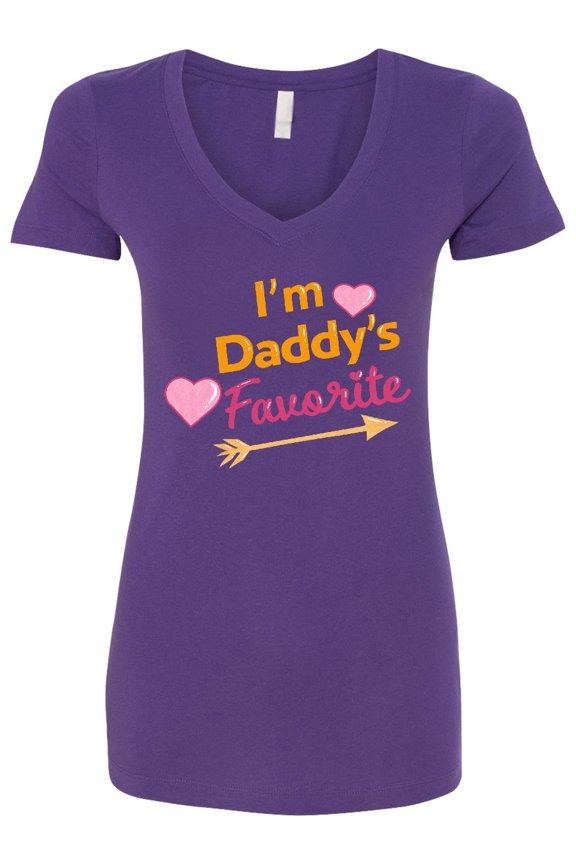 I'm Daddy's Favorite with Arrow and Hearts in Pink Women's V-Neck T-Shirt