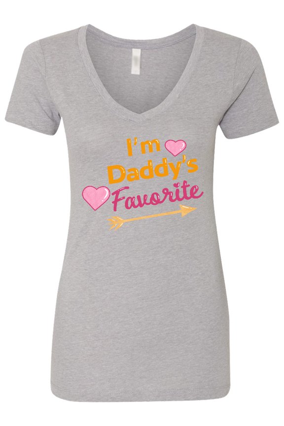 I'm Daddy's Favorite with Arrow and Hearts in Pink Women's V-Neck T-Shirt