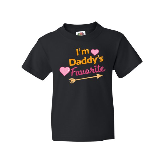 Inktastic I'm Daddy's Favorite with Arrow and Hearts in Pink Youth T-Shirt