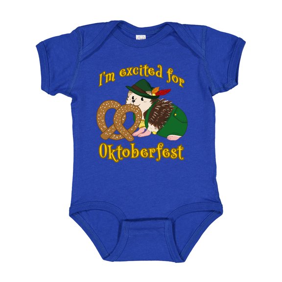 Inktastic I'm Excited for Oktoberfest with Cute Hedgehog Boys or Girls Baby Bodysuit