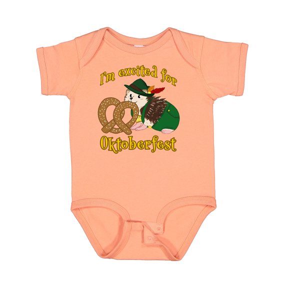 Inktastic I'm Excited for Oktoberfest with Cute Hedgehog Boys or Girls Baby Bodysuit