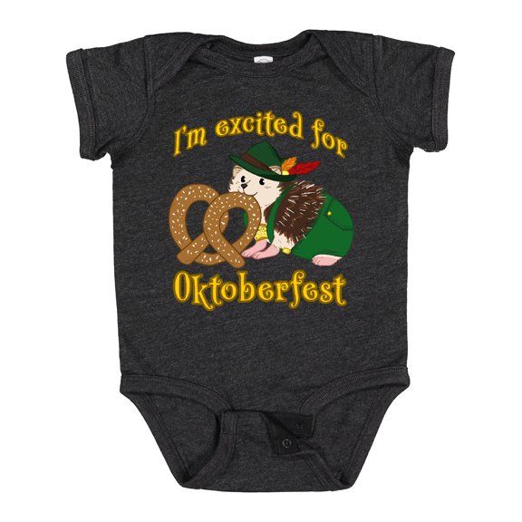 Inktastic I'm Excited for Oktoberfest with Cute Hedgehog Boys or Girls Baby Bodysuit