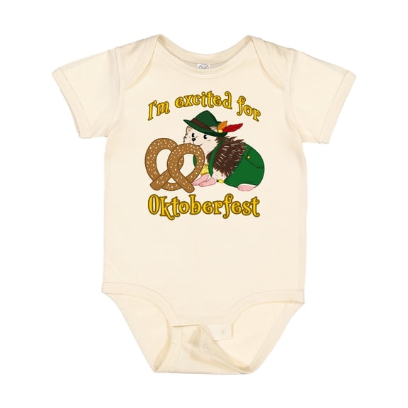 Inktastic I'm Excited for Oktoberfest with Cute Hedgehog Boys or Girls Baby Bodysuit