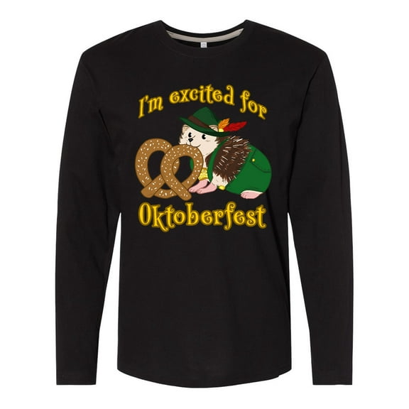 Inktastic I'm Excited for Oktoberfest with Cute Hedgehog Long Sleeve T-Shirt