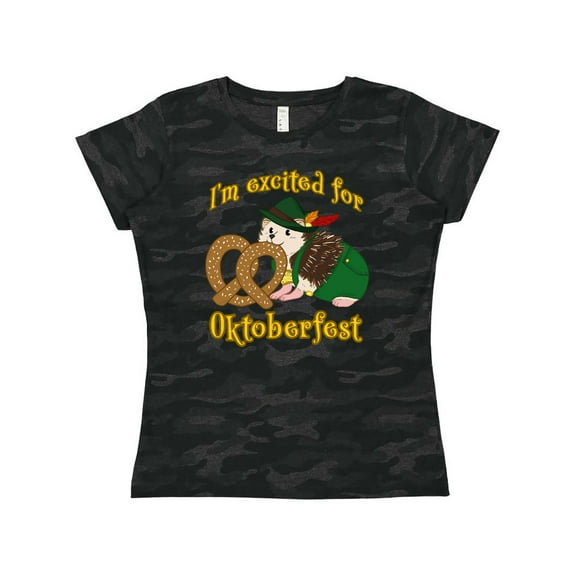 Inktastic I'm Excited for Oktoberfest with Cute Hedgehog Women's T-Shirt